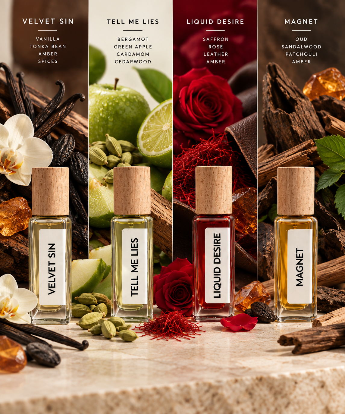 4 piece perfume set, date night perfume, long lasting perfume, 24 hours lasting perfume, perfume gift set, luxury perfume combo, perfume set for men, perfume set for women, romantic perfume, premium fragrance set, 20ml perfume set, perfume gift set India, best perfume combo.