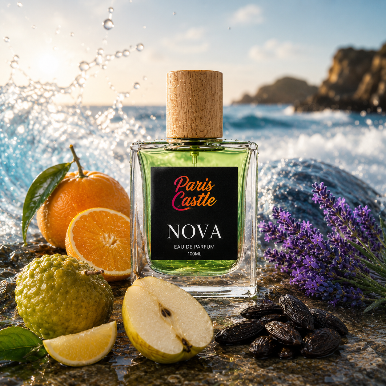 Paris Castle NOVA, a luxury-inspired Eau de Parfum for men that blends the freshness of the ocean with vibrant citrus and aromatic notes. Opening with refreshing sea water, mandarin orange, bergamot, and juicy pear, it evolves into elegant lavender before settling into a smooth, masculine base of tonka bean. Clean, energetic, and effortlessly sophisticated, NOVA is crafted for men who want a fresh fragrance that stands out from day to night.
Whether you're heading to work, a casual outing, or a weekend geta
