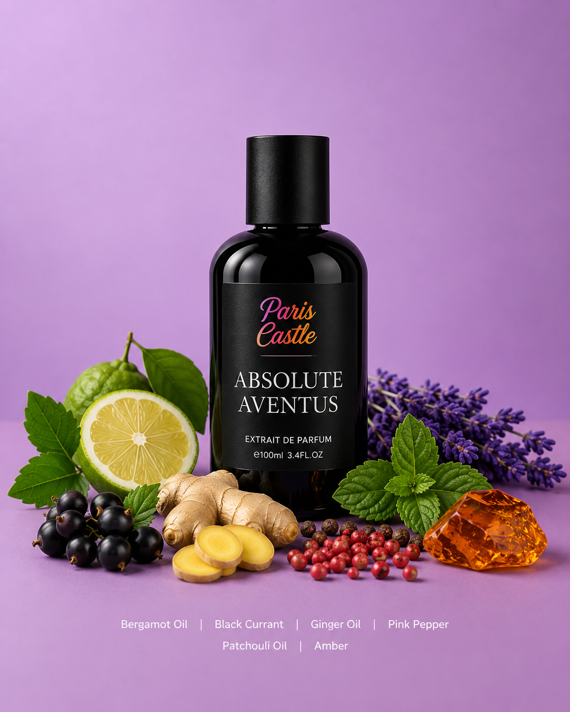 Paris Castle Absolute Aventus long-lasting perfume for men with grapefruit, bergamot, pink pepper, patchouli, blackcurrant, and ginger notes.creed aventus inspired.creed absolute aventus inspired